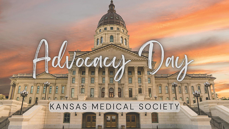 kansas medical society advocacy day graphic with kansas statehouse