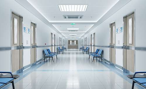 long corridor at a healthcare facility